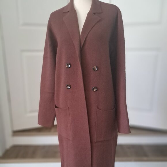 KIRUNDO Brown Cardigan Sweater Open Front Warm Thick Midi Length Size XXL NWT - Picture 2 of 10